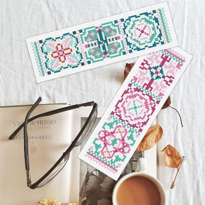 BEUNITONE Cross Stitch Bookmark Kits 6 Pcs Variegated Flowers DIY Bookmarks Cross Stitch Set for Adults Beginners Hand Embroidery Set Traditional Decorative Patterns Craft Kits for Gifts 8''x2.4'' - Image 5