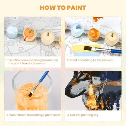 MXJSUA Forest Wolf Framed Paint by Numbers for Adults Beginners, Easy Adults' Paint-by-Number Kits on Canvas with Easel, Acrylic Number Painting Crafts Gifts for Home Decor, 8x12 inch - Image 5