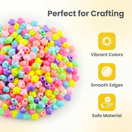 Large Hole Beads Carabiner Bag Charm Beads 200pcs Star Jumbo Hair Bead Acrylic Big Hole 5.5mm Macrame Chunky Bead with Large Holes for Keychain Bag Charm - Image 2