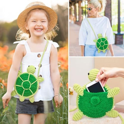 Mewaii Turtle Crossbody Bag Crochet Kit for Beginners, 40% Extra Yarn - Image 6