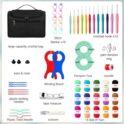 Yarniss Crochet Kits with Yarn,Beginners Crochet Kit for Adult,Black - Image 2