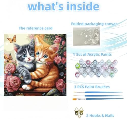 Paint by Numbers Kit for Adults, Cats and Flowers Canvas Paint by Number - Image 6