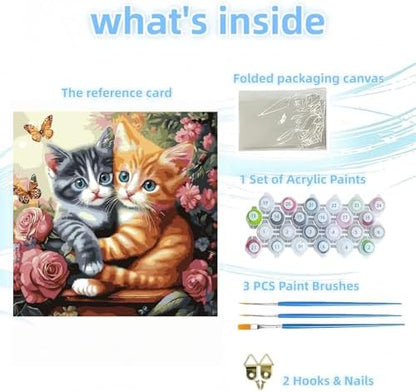 Paint by Numbers Kit for Adults, Cats and Flowers Canvas Paint by Number - Image 6