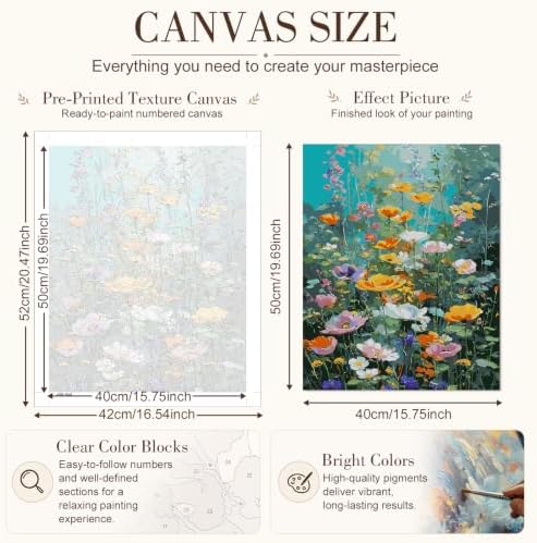 TELMOXA Wildflowers Paint by Numbers Kit for Adults, 16x20 in - Image 3