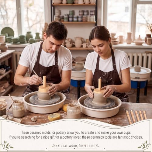 Ferrochef Cup Pottery Molds Clay Tools Set Wooden Sculpture Scraper Pottery Carving Tool Cup Handle Shape Clay Cutters for DIY Mug Vase Art Making (Small-Medium,12, 12, 12oz) - Image 4