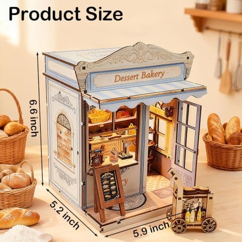DIY Book Nook Kit, 3D Wooden Puzzle Miniature House Kit Adult, Bakery - Image 2
