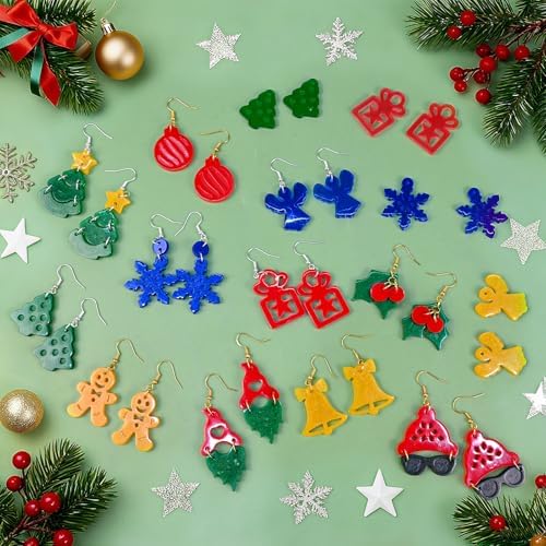 Christmas Themed Resin Earring Molds with Hole and Hooks Rings - Image 3
