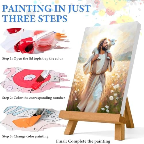 Jesus Paint by Numbers Kit for Adults Framed Canvas 12X16 in, Frameworkless - Image 6