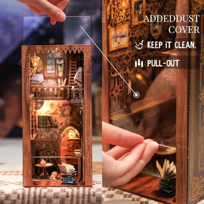 Fsolis Book Nook Kit, 3D Wooden Puzzles for Adults (Eternal Bookstore) - Image 4