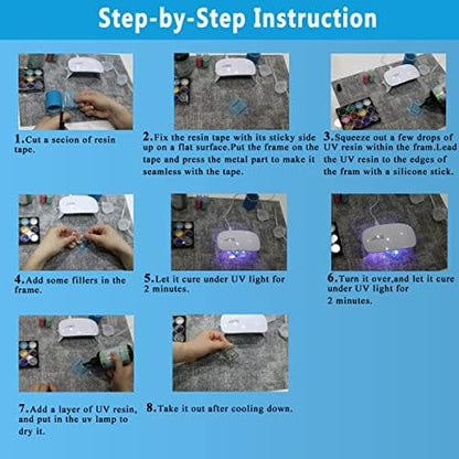 Miraclekoo UV Resin Kit with Light and Alphabet Resin Molds for Beginners, 7oz UV Epoxy Resin and Supplies with UV Lamp Resin Jewelry Molds Starter DIY Kits Tools for Keychain Necklace Making - Image 4