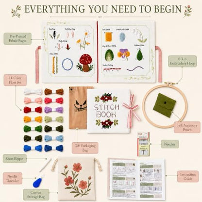 Nyrvexa Embroidery Stitch Book Kit for Beginners,30 Essential Stitches - Image 5