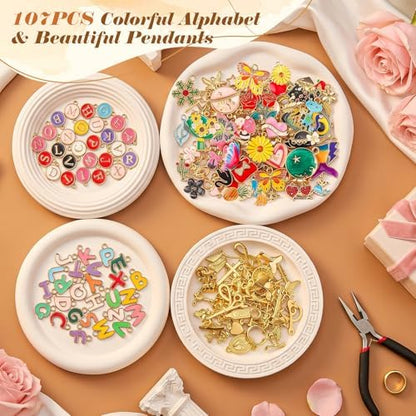Ecoofor 400Pcs Charms Lip Gloss Keychain Making Kit, DIY Craft Supplies with Charms, Key Hooks, Jump Rings, Lobster Clasps, Chains & Tools, Jewelry Kit for Custom Keychains, DIY Handmade Gift - Image 3