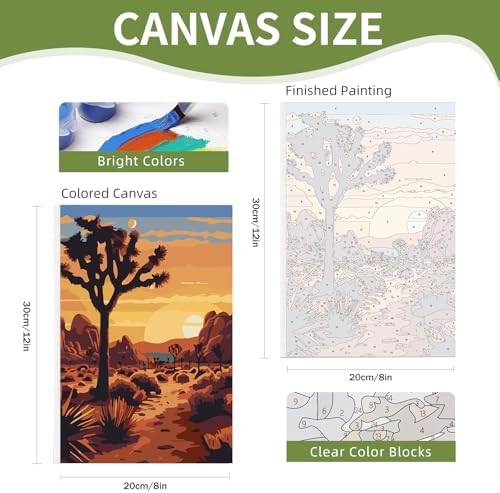 4 Pack Framed Paint by Numbers Kit for Adults Beginner with Wooden Easel, National Park Easy Adult Paint by Number Kits with Frame, DIY Number Painting for Adults Canvas for Home Decor Gift 8x12 Inch - Image 6