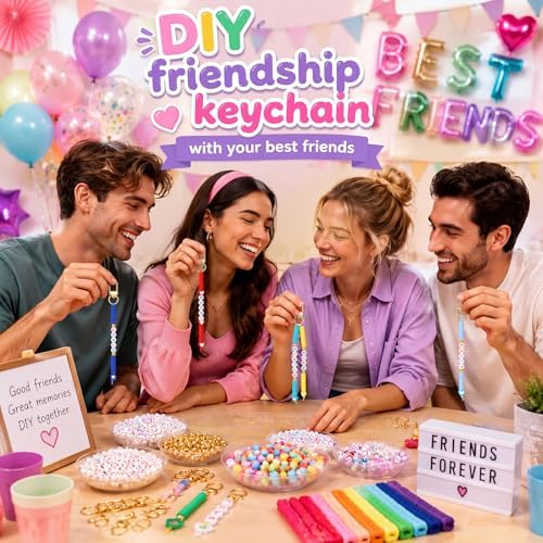 Ferreve 4948 Pcs Friendship Keychain Making Kit Clay Beads Bag Charms, Cute - Image 3