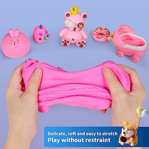 ifergoo 100g Pink Air Dry Clay, 3.5oz DIY Creative Modeling Clay for Kids - Image 2