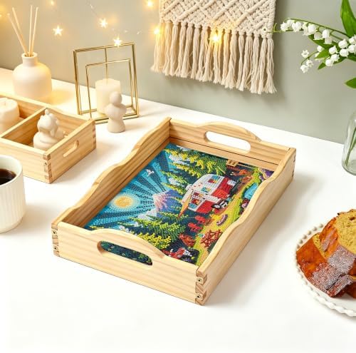 DIY Diamond Painting Wooden Serving Tray Kit, Adult Craft Gem Art Tray with Handles, Multipurpose Fruit Snack Platter for After-Work Chat & Home Decor (Camping, 7.8×11.8in) - Image 5