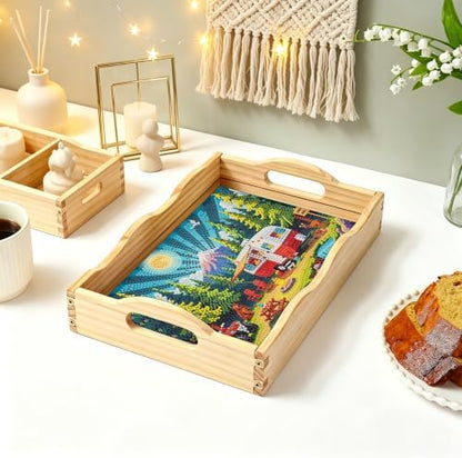 DIY Diamond Painting Wooden Serving Tray Kit, Adult Craft Gem Art Tray with Handles, Multipurpose Fruit Snack Platter for After-Work Chat & Home Decor (Camping, 7.8×11.8in) - Image 5