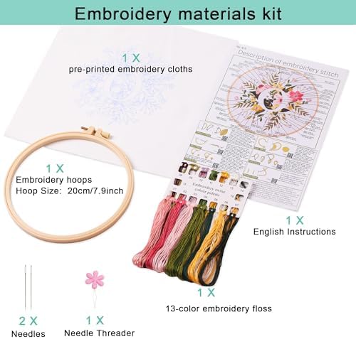 Harimau Letter Pattern O Embroidery Kit for Adult Beginners, Complete Starter Pack with 1 Hoop, Needles, Instruction Guide & Embroidery Stitch Video Tutorials - Image 2