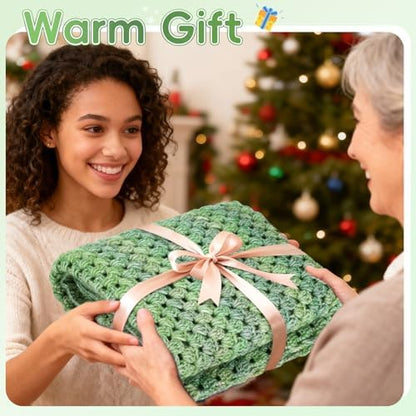 Aeelike Crochet Blanket Kit for Beginners, Easy Crochet Kit, Green Gradient - Image 6