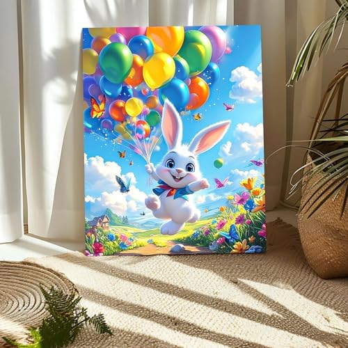 Bunny's Big Balloon Paint by Numbers Kits for Adults, Paint by Number Beginner, Happy Easter Bunny, Canvas Painting by Numbers for Adults, Easy DIY Oil Painting Kits for Gifts Home Decor 16x20 Inch - Image 5