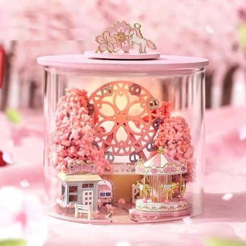 Wizardi Mini House Building Kit - Sakura Scenery DIY Dollhouse Kit by Wizardi