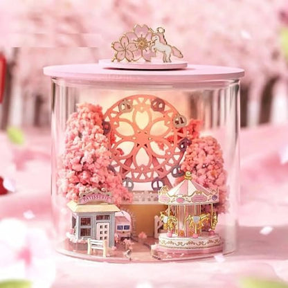 Wizardi Mini House Building Kit - Sakura Scenery DIY Dollhouse Kit by Wizardi