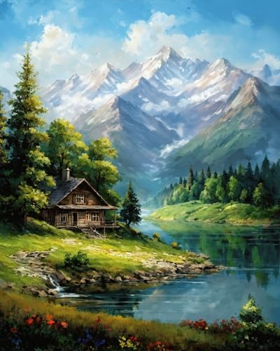 Mountain Paint By Numbers Kit For Adults Landscape Adult Paint By Number Kits Canvas Painting Kit For Beginner Adults' Paint-By-Number Kits Oil Painting Kits For Gift Home Wall Decor 16x20 Inch by ldazao