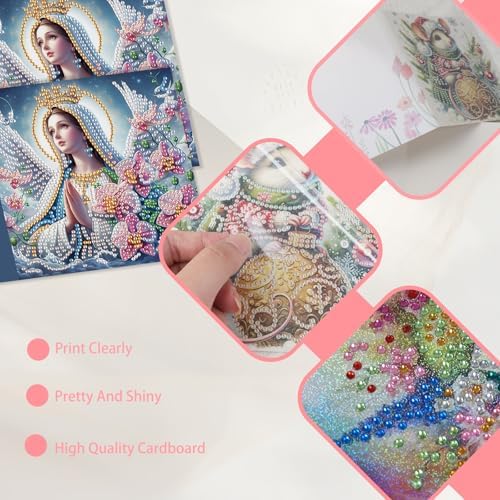 JISHSHAY 6 PCS Diamond Art Greeting Cards Jesus Diamond Painting Birthday Cards Virgin Mary Gem Art Gem Painting Mosaic Kits for Adults for Thanksgiving Anniversary Valentine Graduation All-Occasion - Image 5