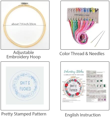 Louise Maelys Funny Floral Embroidery Kit for Beginners DIY Decor - Image 2