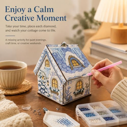 FRANDEK Wooden House Diamond Art Painting Kit for Adults (Winter Snow) - Image 7