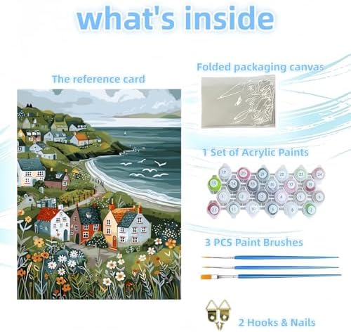 DOTSTART Paint by Numbers Kit for Adults Beginner,Peaceful Island by The Sea Adult Paint by Number Kits on Canvas,Painting by Numbers Easy Oil Painting,for Home Wall Decor15.7X19.7 Inch - Image 6