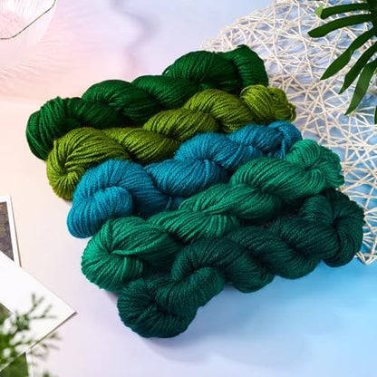 Cheriswelry 5 Skeins Acrylic Fiber Yarn for Weaving Knitting Crochet 2mm Green Theme Soft Craft Sewing Cord Threads Multicolor Skeins Yarn kit for Beginners Adults - Image 6