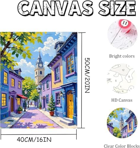 AOSGEDY Paint by Numbers Kit for Adults, Scenery-Cityscape Adults Paint by Number Kits, Landscape Paint by Numbers for Beginners, DIY Acrylic Painting on Canvas for Home Wall Art Decor 16x20 Inch - Image 5