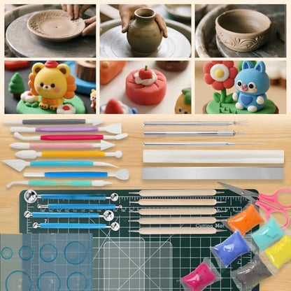 Basic Polymer Clay Tools, Clay Sculpting Tools Acrylic Roller Pin, Clear Rectangle Sheet Press Board, Double-Ended Pottery Carving Set for Beginner (26) - Image 7