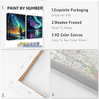 KYOQFVN 2 Pack Paint by Numbers Kit for Adults - Acrylic Easy Framed Canvas Arts and Crafts 8x12inch - Image 4