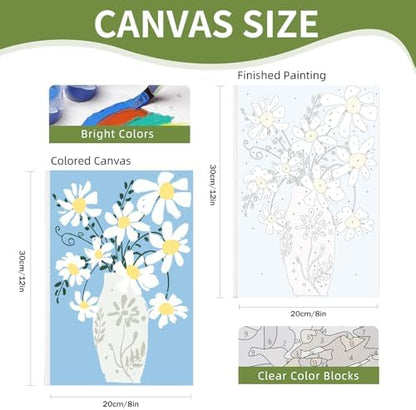 4 Pack Framed Paint by Numbers Kit for Adults Beginner with Wooden Easel, Flowers Vase Easy Adult Paint by Number Kits with Frame, DIY Acrylic Number Painting for Adults for Home Decor Gift 8x12 Inch - Image 6