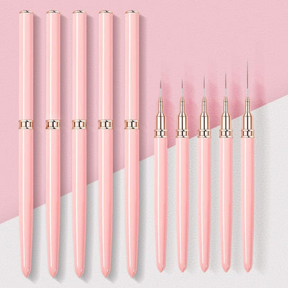 Metallic Nail Art Brushes Superfine Brush 5 Pcs Kit Professional Nail Liner Brush Nail Details Brush Nail Painting and Drawing Liner Brush for Nail Salons - Image 5