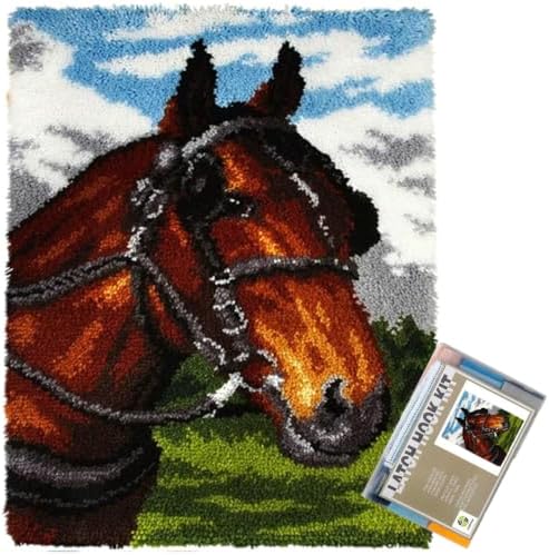 EMISTEM Brown Horse Latch Hook Kits for Adults Beginners, 20“ X 15" by EMISTEM