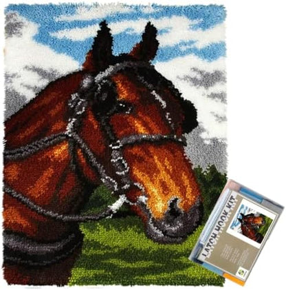 EMISTEM Brown Horse Latch Hook Kits for Adults Beginners, 20“ X 15" by EMISTEM