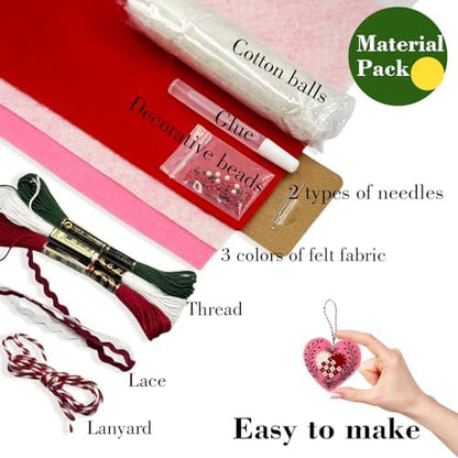 2024 Three Scandinavian Felt Ornaments Kit Hand Embroidery Christmas Ornaments Kit with DIY Material Package for Beginners Adults, 2025 Christmas 3D Novice Embroidery Needlepoint Starter Kit (B) - Image 6
