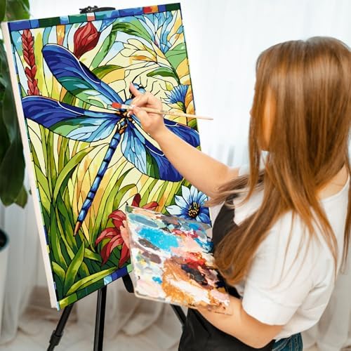 Paint by Numbers Kit for Adults, Dragonfly Stained Glass, 16 x 20 Inch - Image 5