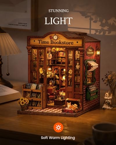 Book Nook Kit DIY Miniature House Kit for Adults, Timeless Library Mini Dollhouse with Furniture & LED Lights, 3D Wooden Puzzle Bookshelf Insert Decor, Creative Gift for Teens, Family & Friends - Image 2