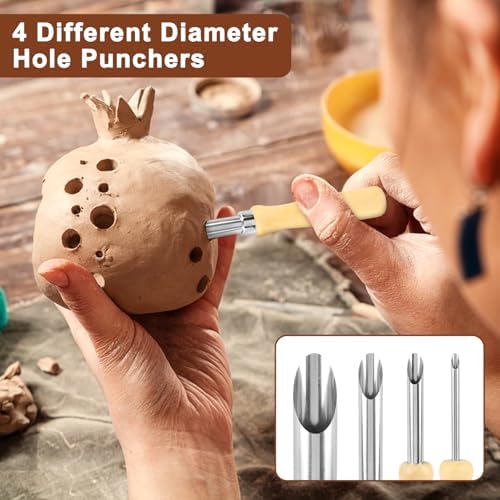 Versatile Pottery Trimming Tool Set, All-in-One Clay Sculpting Kit with Double-Ended Trimmer, 4 Pcs Hole Cutters & 3 Pcs Spinners, Stainless Steel Ceramic Tools - Image 5