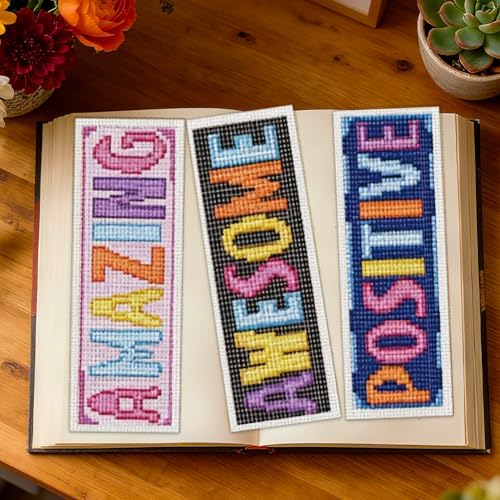 ORIGACH 6 Set Inspiring Words Cross Stitch Bookmark Kit for Beginner - Image 5