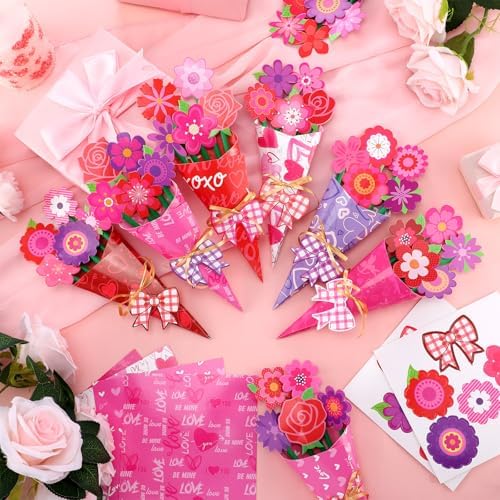 Motipuns 48 Set Flower Bouquet Craft Kit Graduation Gifts DIY Flower Paper Crafts Colorful Make Your Own End of Year Gifts Craft for Teacher Appreciation Handmade Project Home Classroom Activities - Image 2