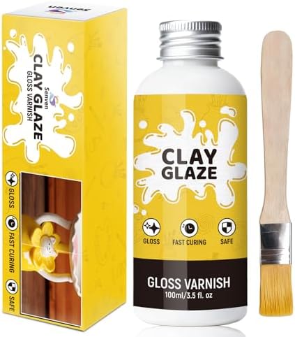 100ml Air Dry Clay Glaze Gloss Varnish Air Dry Clay Glaze Kit, High Gloss Glaze Prevent Clay Cracking,Scratches,Wear, Also Prevent Arts, Ceramics, Oil Paintings, Wood, Art Paintings Artwork, Gloss by Paint