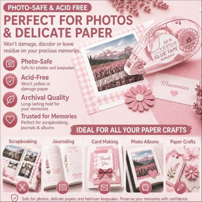 MARCADORUS Double Sided Tape Roller, Scrapbook Glue Tape 6 Pack, Extra-Long - Image 6