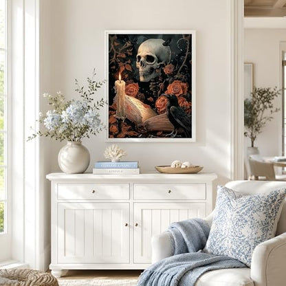 NXIKYO Skull Paint by Numbers Kit for Adults Beginner, Roses Book Adult Paint by Number Kits on Canvas, DIY Acrylic Oil Easy Painting by Numbers for Home Wall Decor 16 X 20 inch (Without Frame) - Image 4