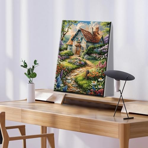 ATDMS House Flowers Paint by Numbers Kits for Adult with Frame, 8x12 Inch - Image 3