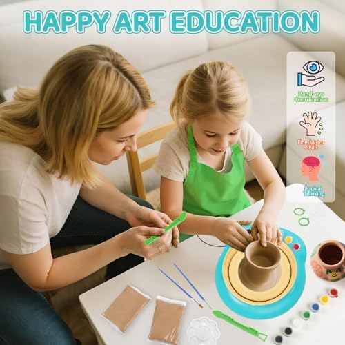Pottery Wheel for Kids, Complete Kit with Air-Dry Clay, Ages 8-12 - Image 6